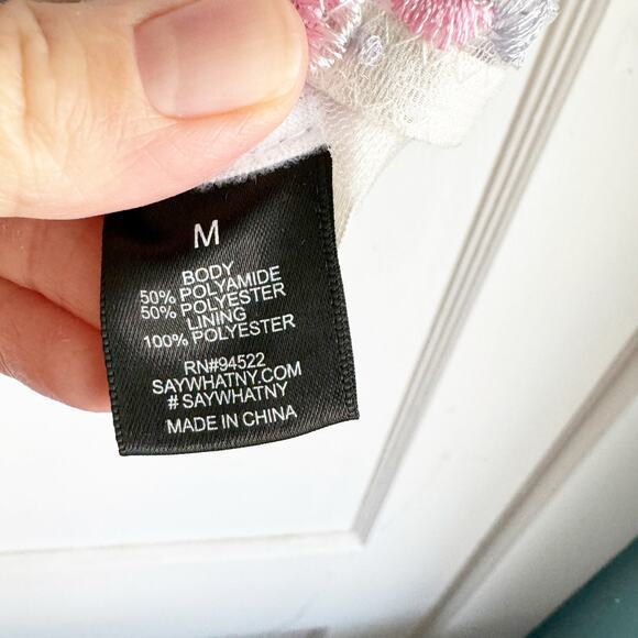 Romantic Bustier Mesh Peek-A-Boo Crop Style Top Bra Floral Embroidery Cottage M - Picture 7 of 14